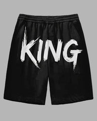 Men's Big & Tall Bold Brush Letter KING Printed Outdoor Daily Casual Shorts