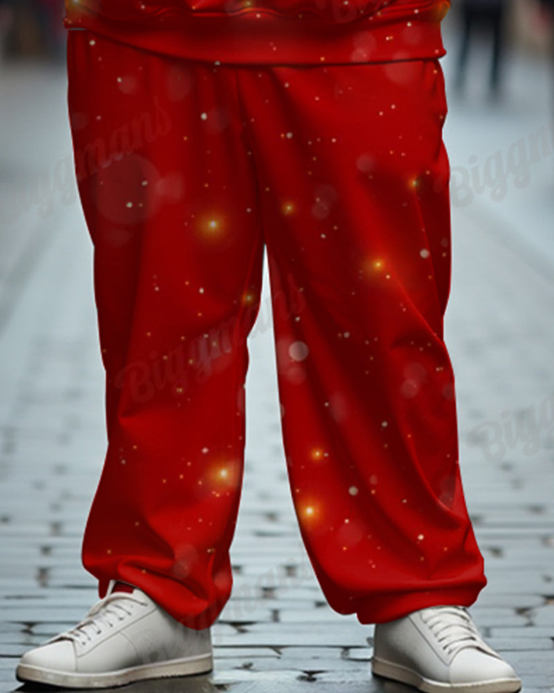 Men's Santa Claus Beard Cosplay Big & Tall Hoodie Sweatpants 2-Piece Set