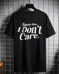 Men's Plus Size Street Fashion I Don't Care' Printed Round Neck Short Sleeve T-Shirt