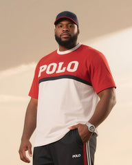 Big Boy Daily Casual Contrast Color English POLO Round Neck Short Sleeve T-Shirt Trousers