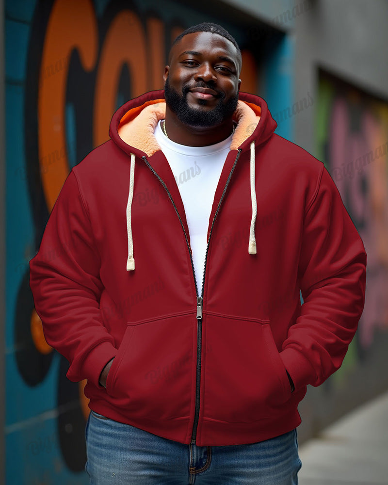 Men's Big & Tall Solid Color Fleece Zipper Cardigan Hoodie