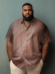 Men's Casual Plus Size Abstract Aurora 3D Print Short Sleeve Lapel Shirt