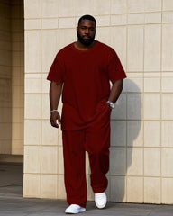 Big Men's Solid Color 7 Color Short Sleeve T-shirt Trousers Set