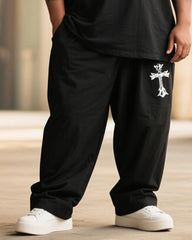 Big & Tall Men's Graffiti Sunglasses Angel Cross Printed T-Shirt Pants Suit