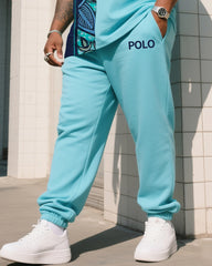 Big Boy Daily Casual Simple Impression Painting Stitching Texture POLO English Short-sleeved Trousers Suit