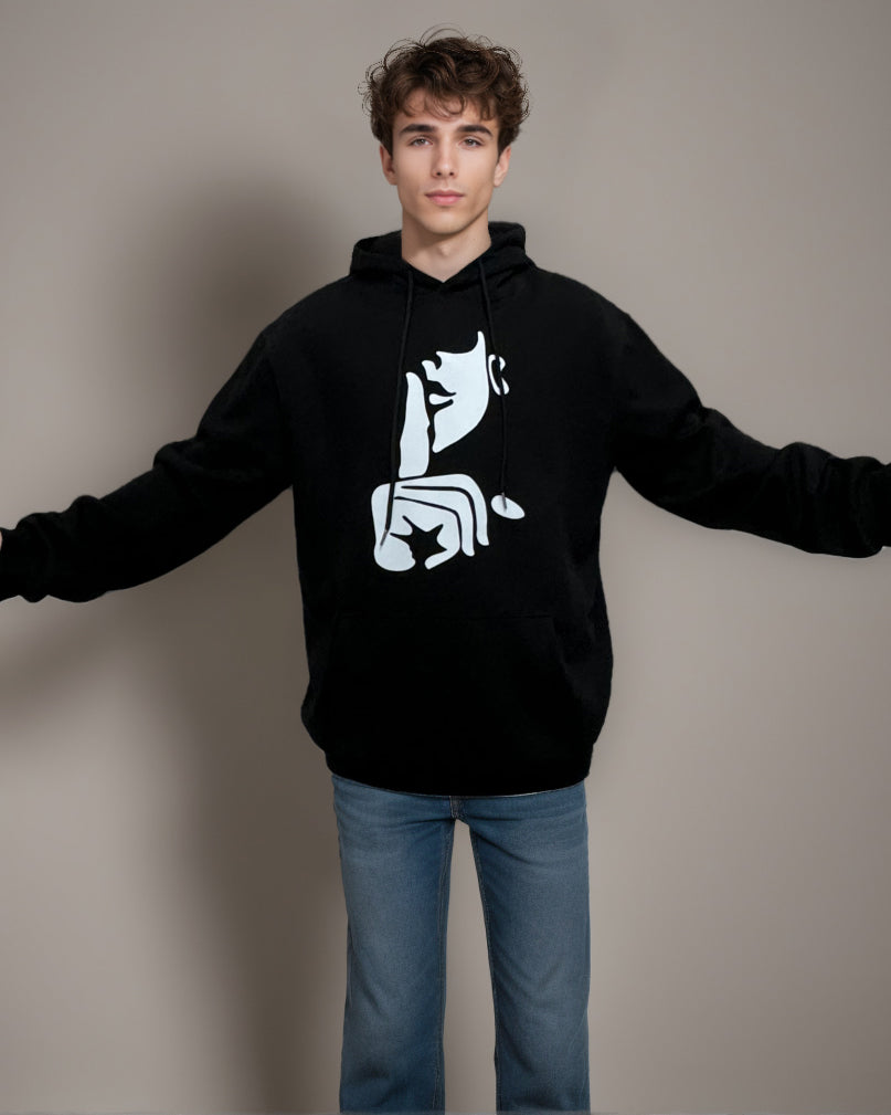 Forbidden Abstract Printed Oversized Cotton Hoodie