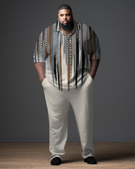 Men's Big & Tall Abstract Graphic Zip Polo Shirt & Pants 2-Piece Set