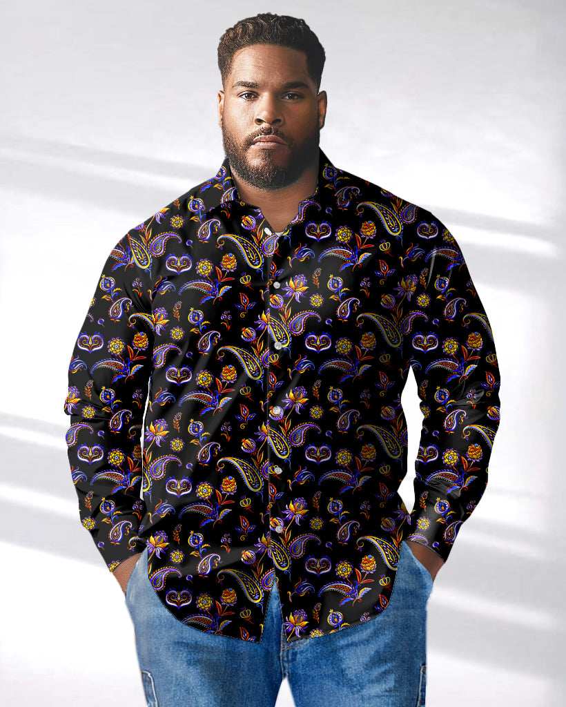 Dream Cashew Flower Long Sleeve Lapel Shirt Big Men's