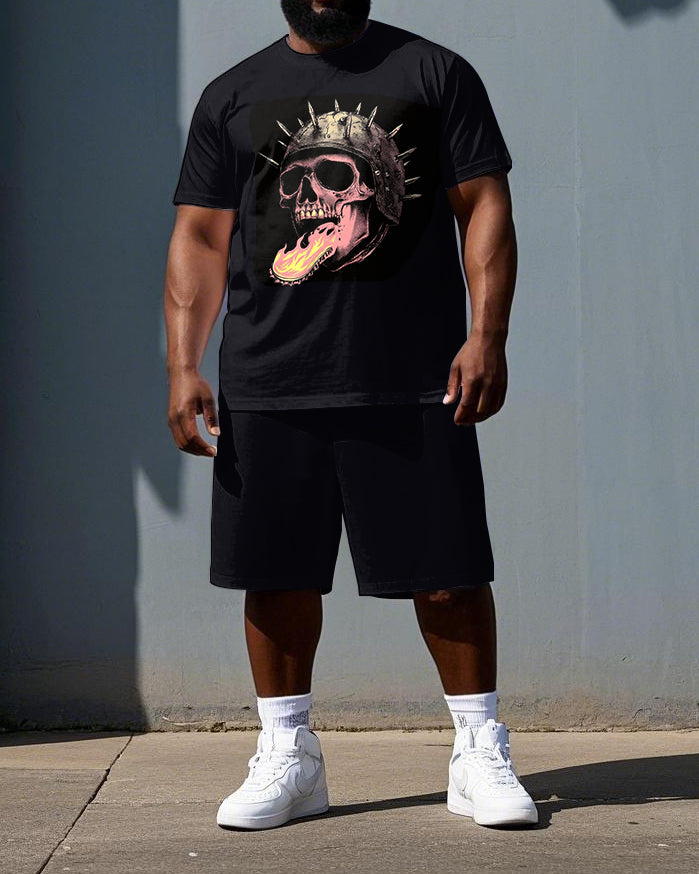 Wear Your Scars Like Crowns Big & Tall Men's Soldier Skull Print Short Sleeve T-shirt 2-Piece Set