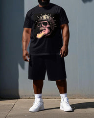 Wear Your Scars Like Crowns Big & Tall Men's Soldier Skull Print Short Sleeve T-shirt 2-Piece Set