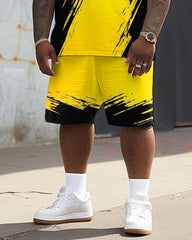 Street Hip Hop Colorblock Irregular Geometric Print Large Men's Suit