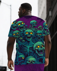 Strength In Every Skeleton Men's Roaring Skeleton Print Big & Tall Short Sleeve T-shirt and Shorts Set