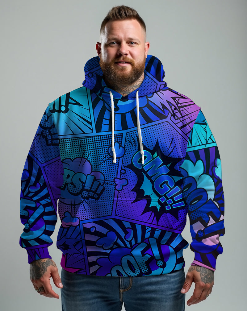 Big Guys Casual Street Anime Graffiti Zip Hoodie