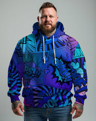 Big Guys Casual Street Anime Graffiti Zip Hoodie