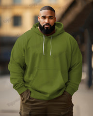 Men's Big and Tall Fashion Casual Versatile Solid Color Long Sleeve Hoodie