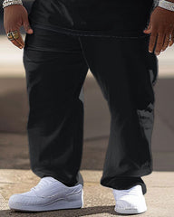 Men's Big and Tall Hip-Hop Street King Color Block Retro Casual Two Piece Set