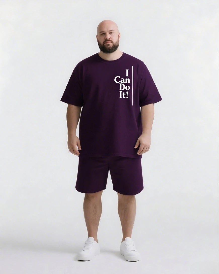 No Matter What You Can Do It Big & Tall Men's Simple Lettering T-shirt 2-Piece Set