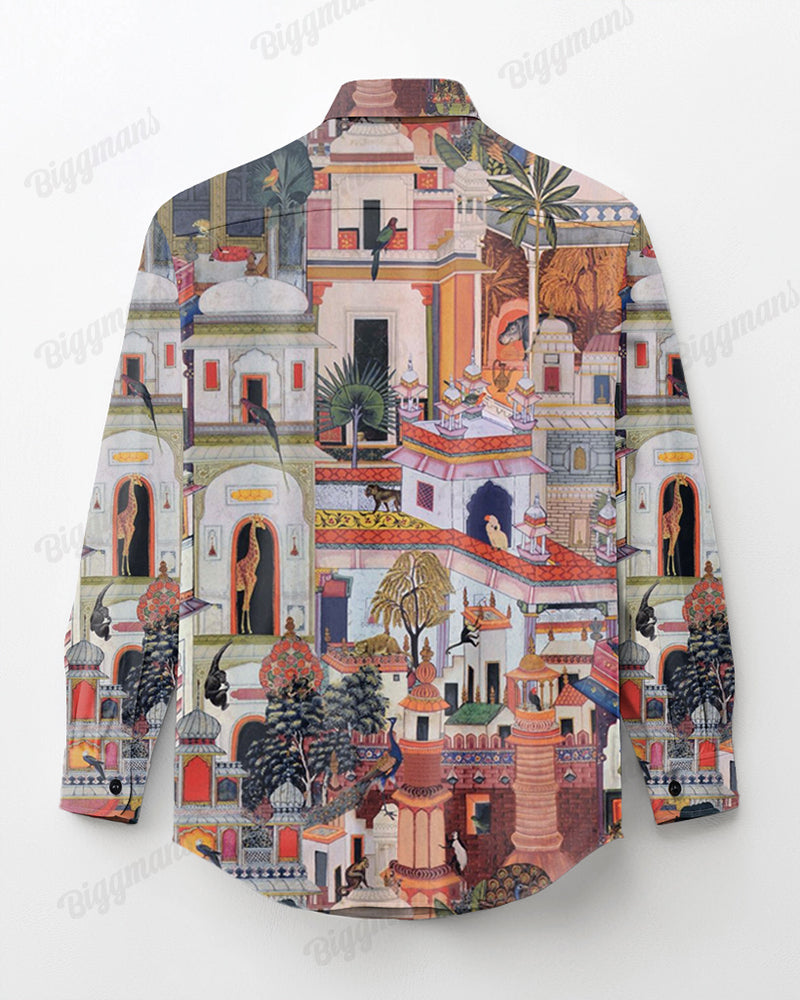 Castle World Cotton Long Sleeve Shirt Men's Plus Size