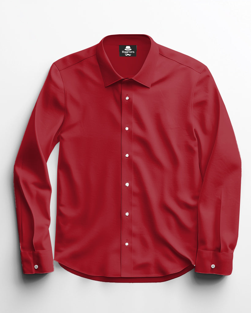 Solid Color Big Guys Long Sleeve Lapel Shirt and Pants Set