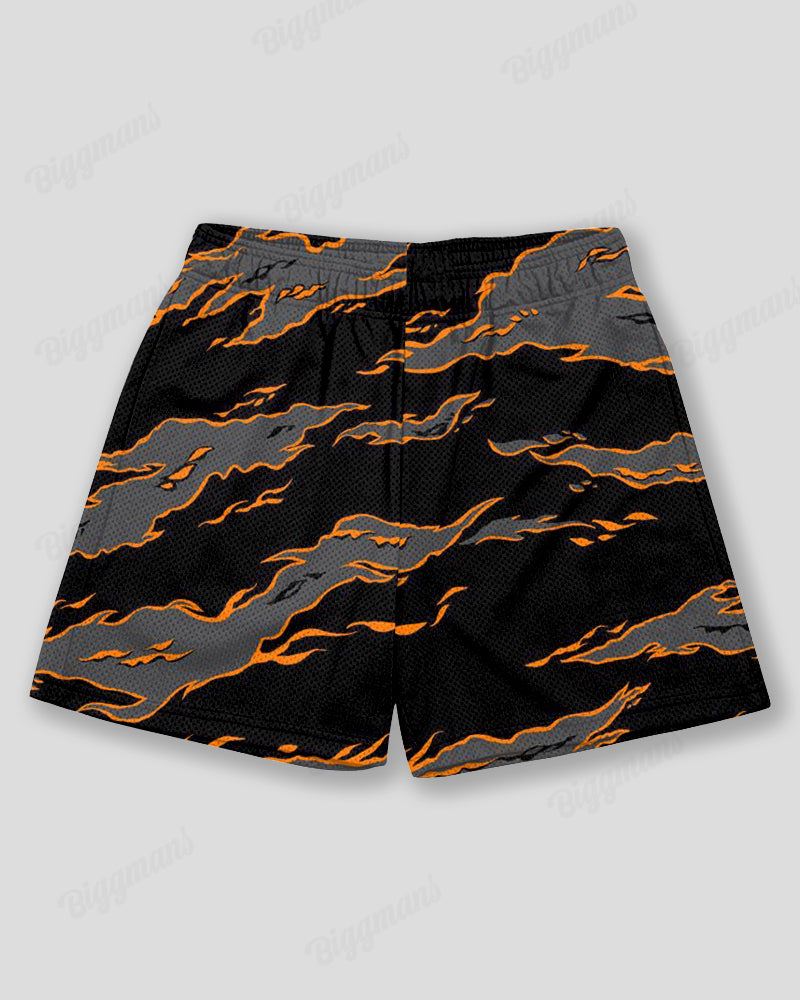 Plus Size Men's Purple Camouflage Graffiti Print Sports Mesh Quick Dry Shorts