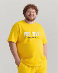 Move with Positive Energy Men's Big and Tall Simple Lettering Short Sleeve T-shirt Shorts Set