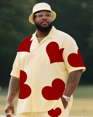 Big Boys Valentine's Day Red Love Printed Short Sleeve Shirt Trousers Suit