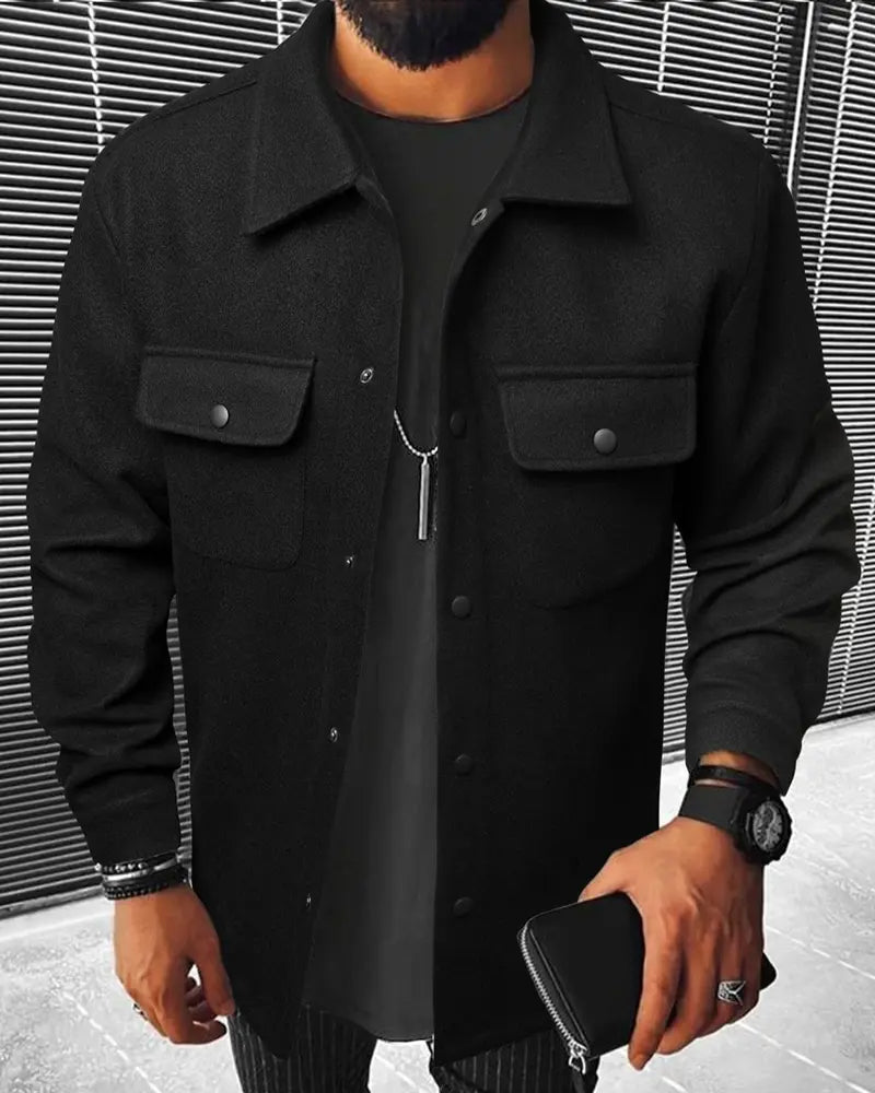 2024 Hot Sale Autumn/Winter Men's Casual Single-Breasted Coat, Chic Autumn/Winter Jacket with Flap Pockets
