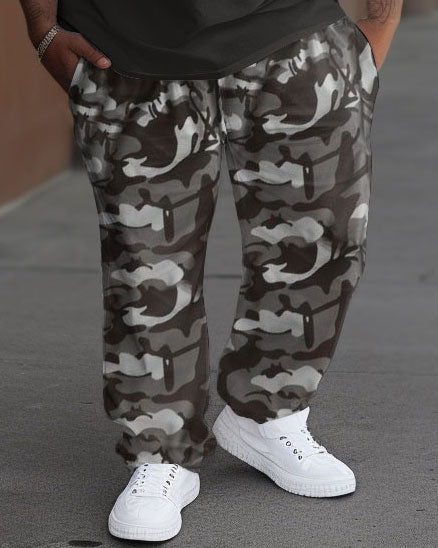 Men's Large Size Letter Respect Short-Sleeved Trousers Two-Piece Set