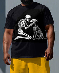 Friendship Lasts Forever Big & Tall Men's Skull & Dog Print Short Sleeve T-shirt Shorts Set