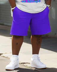 Men's Plus Size Crew Neck T-Shirt and Shorts Set with Bear Letter Print