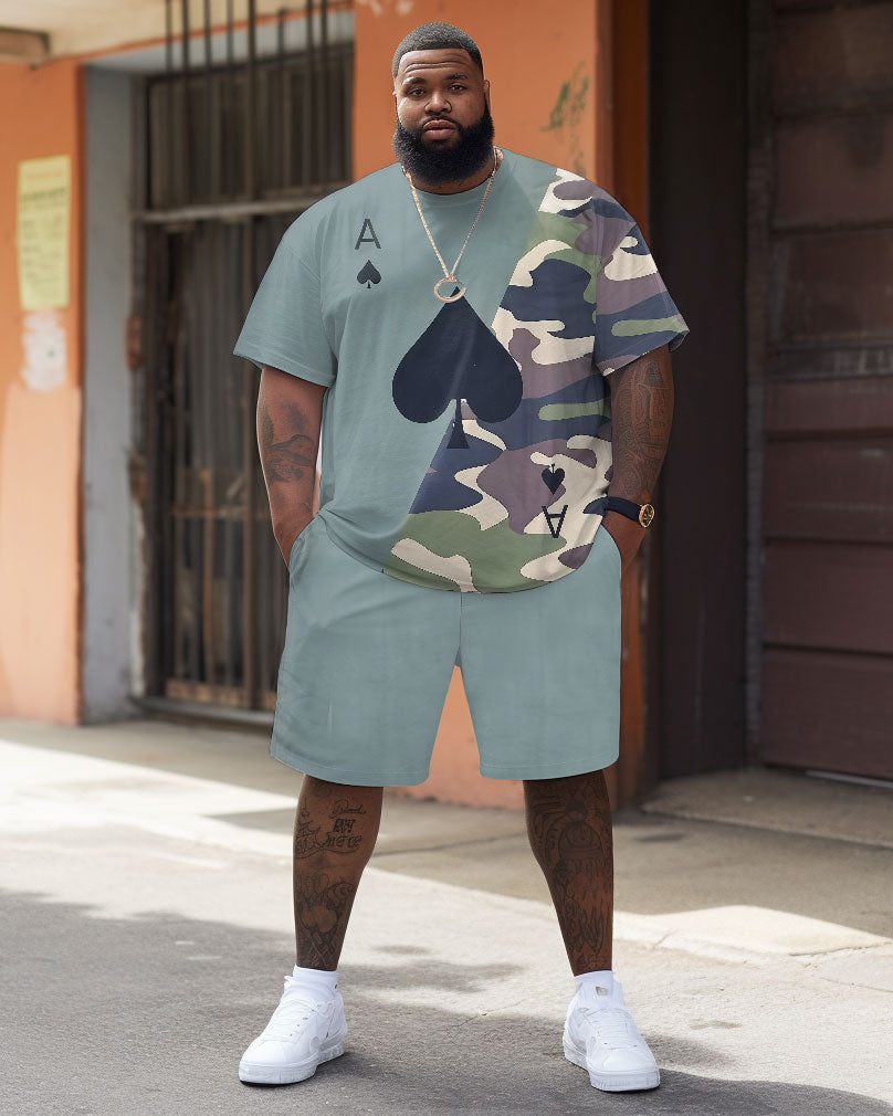 Street Casual Spade Camouflage Print Large Men's Set