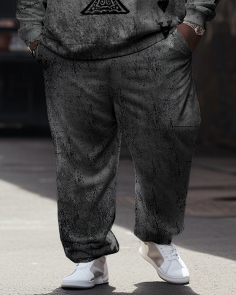Big Guy's 2 Piece Tracksuit Hip Hop Poker Hoodie and Pants Set