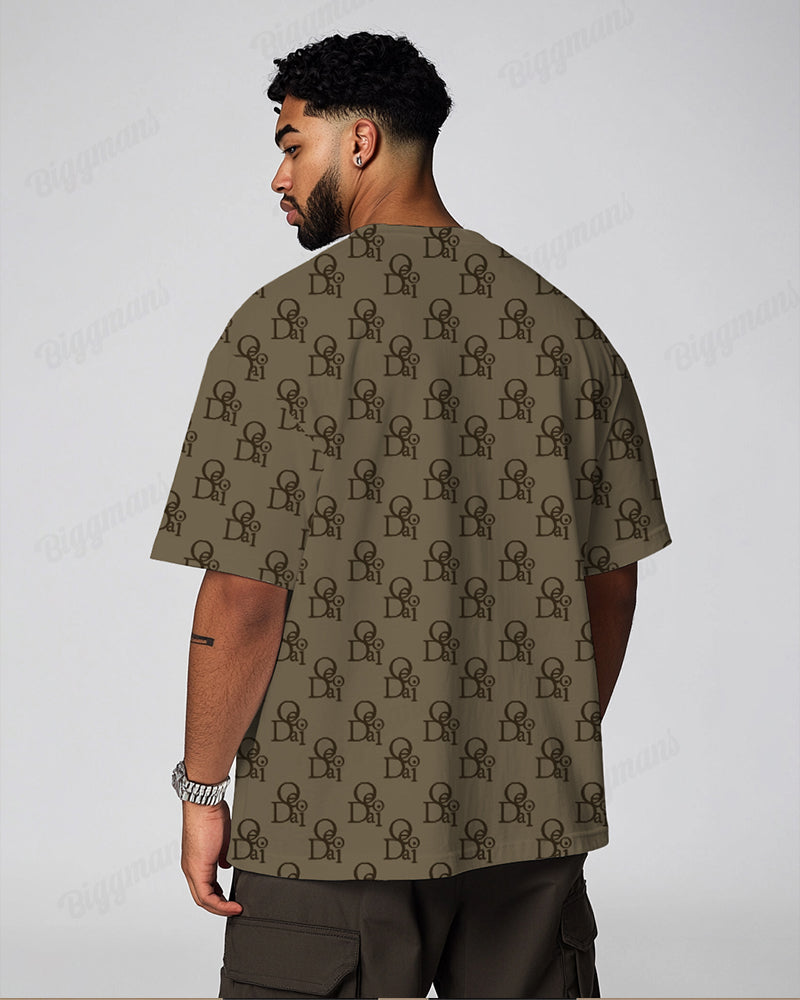 100% Cotton-Premium Jacquard Men's Loose Plus Size Short Sleeve T-Shirt