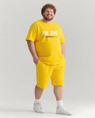 Move with Positive Energy Men's Big and Tall Simple Lettering Short Sleeve T-shirt Shorts Set