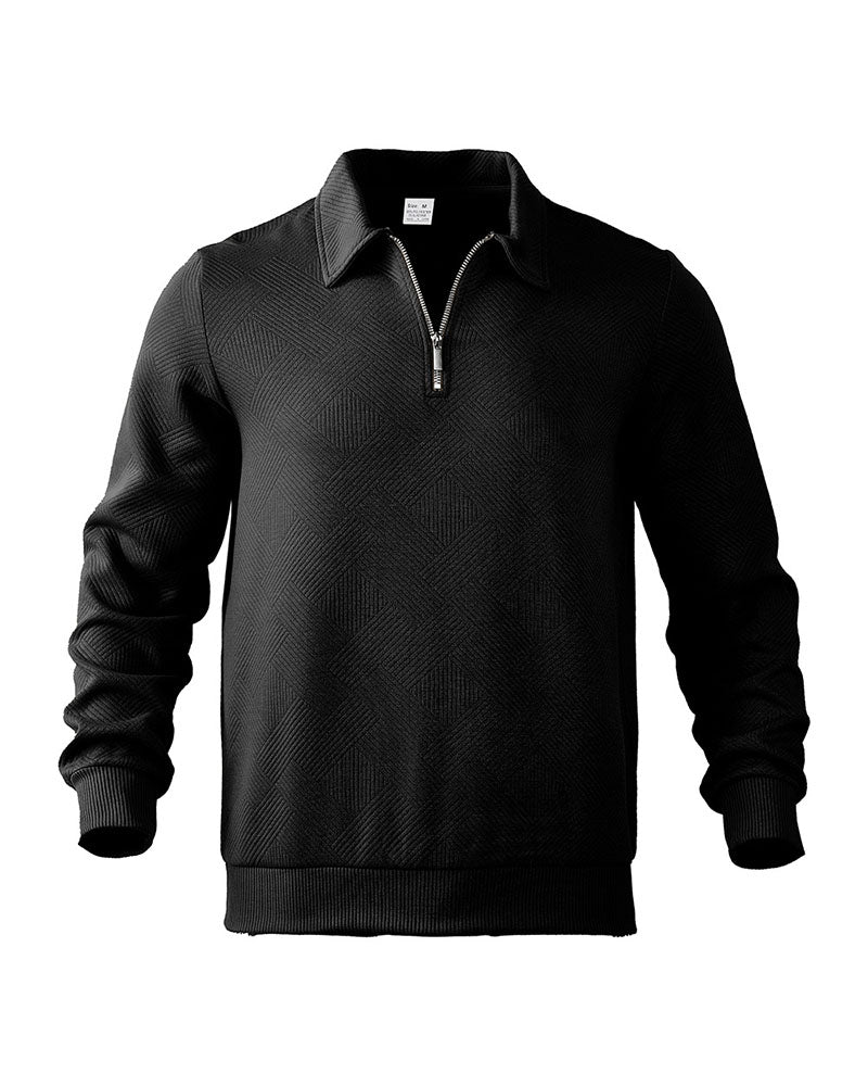 S-3XL Simple Solid Color Half-Zipper Lar Long Sleeve Sweatshirt
