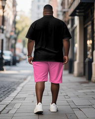 Men's Plus Size Father's Day COOL DADS Text Print Short Sleeve T-Shirt Shorts Suit