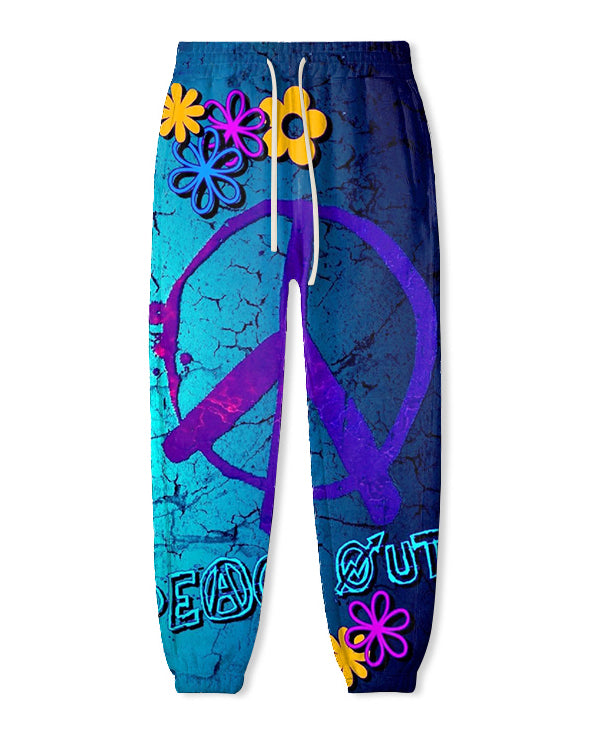 Women's Big and Tall Blue Floral Peace Hoodie Set (Pack of 2)