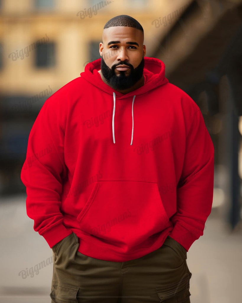Men's Big and Tall Fashion Casual Versatile Solid Color Long Sleeve Hoodie