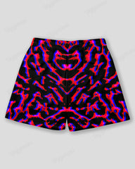 Plus Size Men's Rose-red Geometric Graffiti Print Sports Mesh Quick-drying Shorts