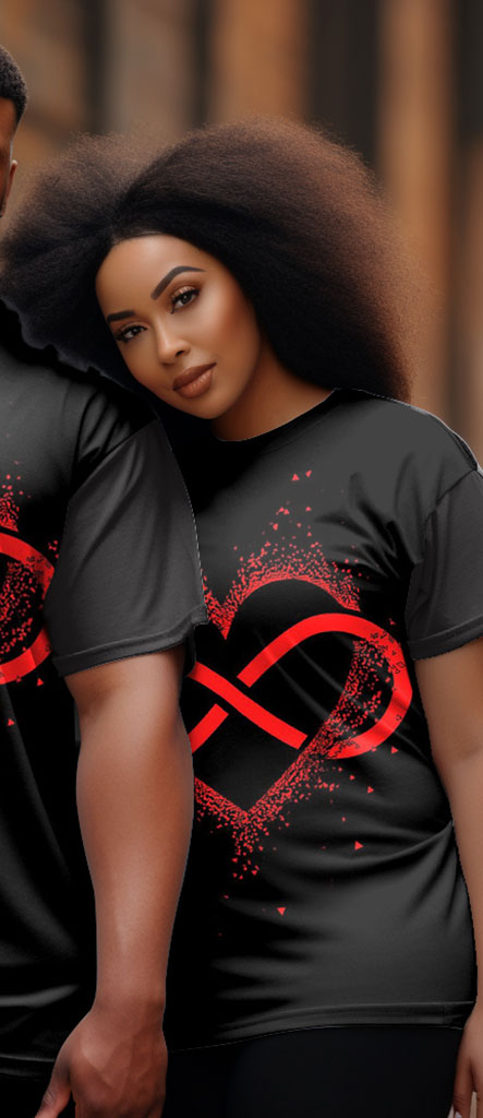 Couple's Big Size Heart-To-Heart Round Neck Short-Sleeved T-Shirt