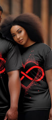 Couple's Big Size Heart-To-Heart Round Neck Short-Sleeved T-Shirt