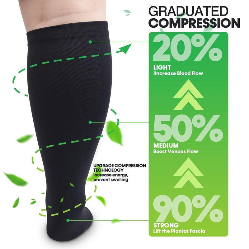 🔥2XL-7XL Solid Color Running Fitness Compression Socks For Obese Men And Women Sports Socks