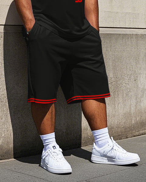 Men's Simple SOCCER Letter American Flag &  Football Big & Tall Basketball Vest and Shorts Set