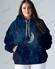 Women's Big & Tall Tie Dye Sun & Moon Print Long-sleeved Hoodie