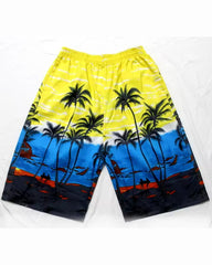 Big & Tall Men's Hawaii. Multi-Level Colorblock Coconut Tree Seaside Beach Pants
