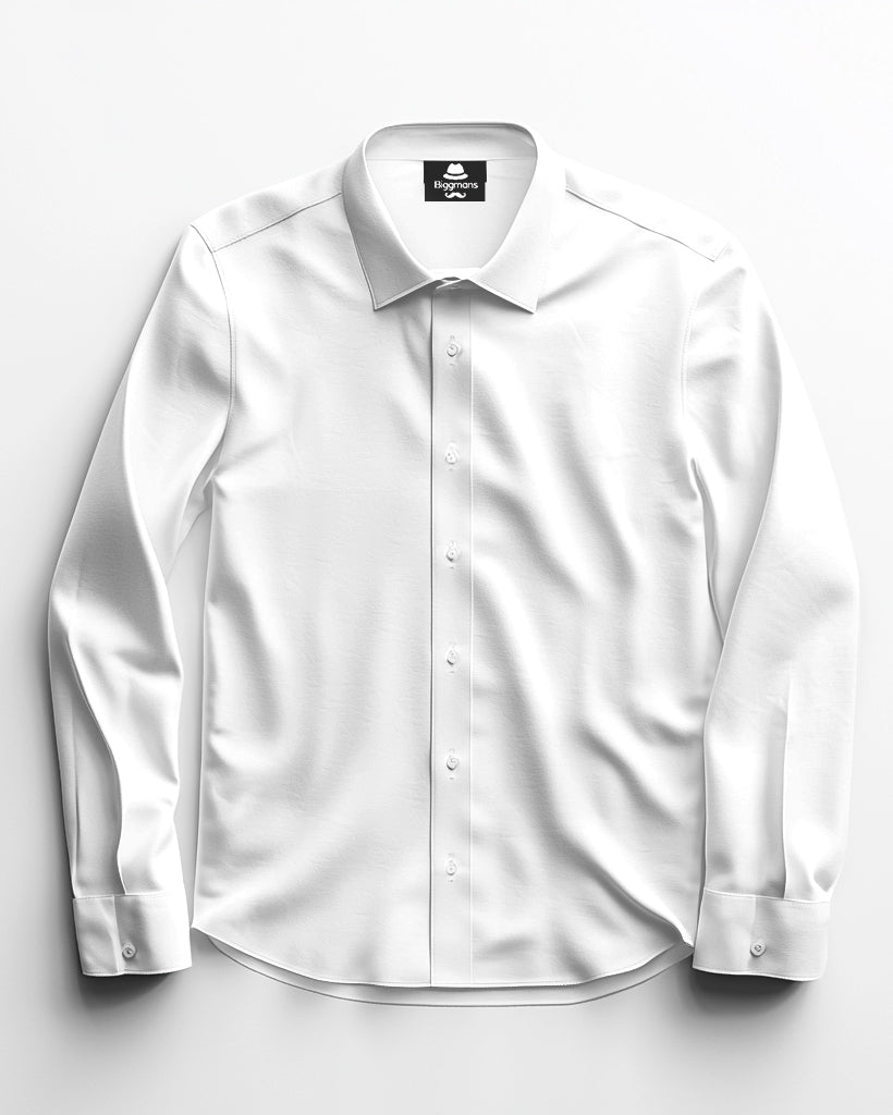 Solid Color Big Guys Long Sleeve Lapel Shirt and Pants Set