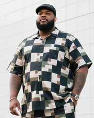 Big Man's Daily Leisure Outdoor Activities High Sense Creative Camouflage Short Sleeve Shirt Shorts Suit