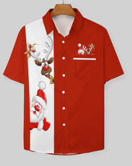 Men's Big & Tall Santa Claus Reindeer Short Sleeve Shirt Shorts Set