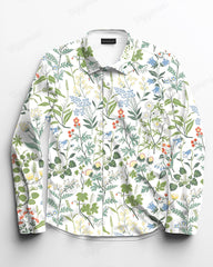 Fashion Romantic Garden Floral Print Long Sleeve Lapel Shirt Men's Plus Size