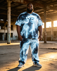Big & Tall Men's Perspective Lamb Skeleton Bramble Crown Printed T-Shirt Pants Set
